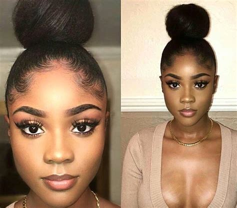 african hair buns|bun with bangs for black women.